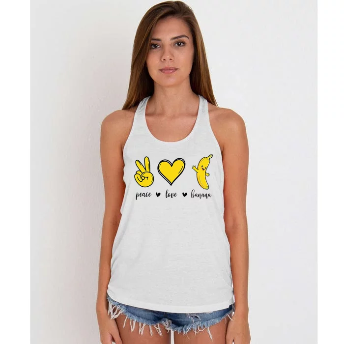 Peace Love Bananas Fresh Banana Gift Women's Knotted Racerback Tank