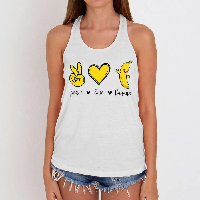 Peace Love Bananas Fresh Banana Gift Women's Knotted Racerback Tank