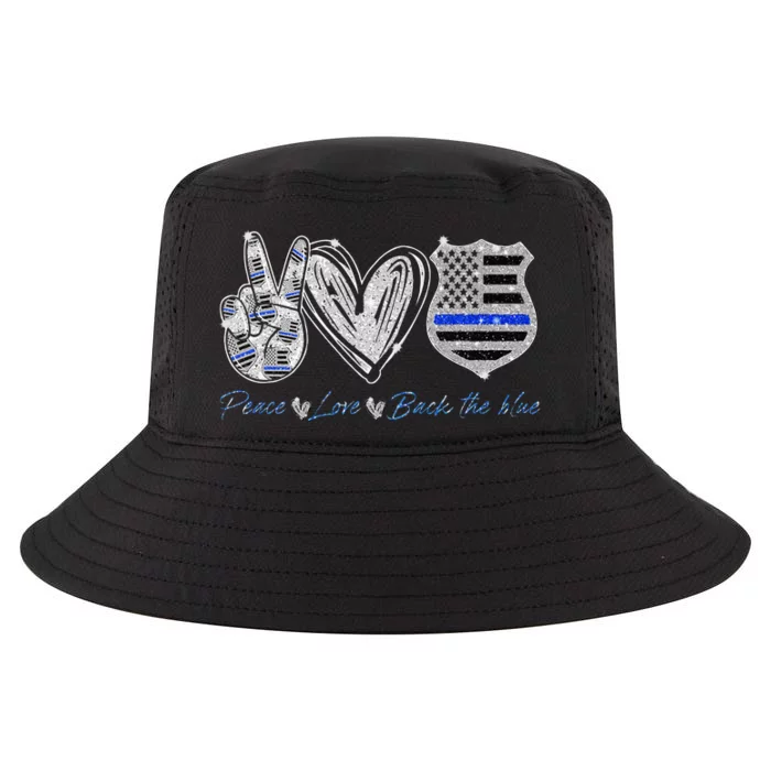 Peace Love Back The Blue Police Officer Gift Cool Comfort Performance Bucket Hat