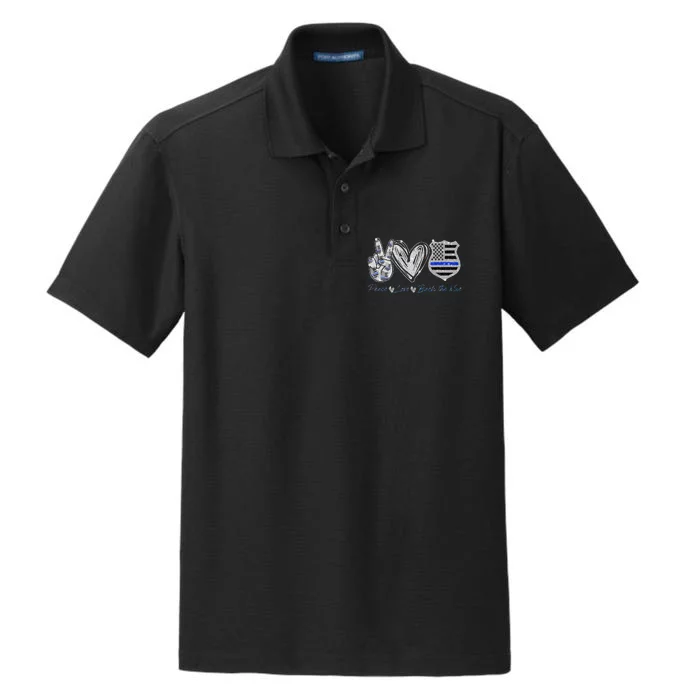 Peace Love Back The Blue Police Officer Gift Dry Zone Grid Performance Polo