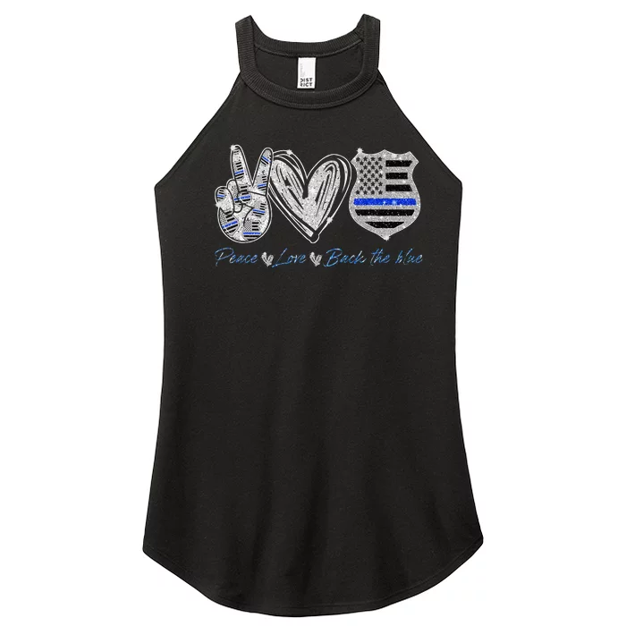 Peace Love Back The Blue Police Officer Gift Women’s Perfect Tri Rocker Tank