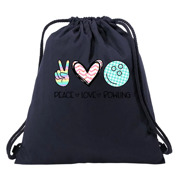 Peace Love Bowling Drawstring Bag