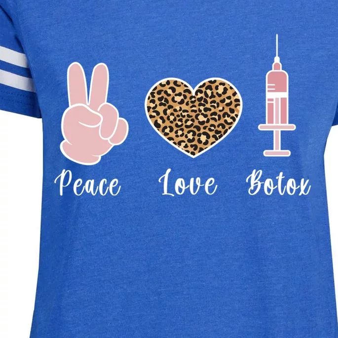 Peace Love Botox Nurse Injector Aesthetic Nursing Funny Gift Enza Ladies Jersey Football T-Shirt