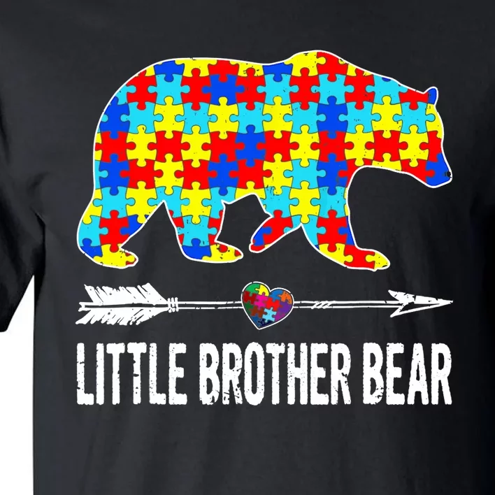 Proud Little Brother Bear Autism Awareness Gifts Boy Tall T-Shirt