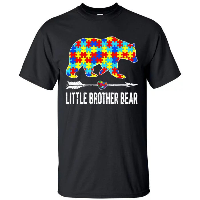 Proud Little Brother Bear Autism Awareness Gifts Boy Tall T-Shirt