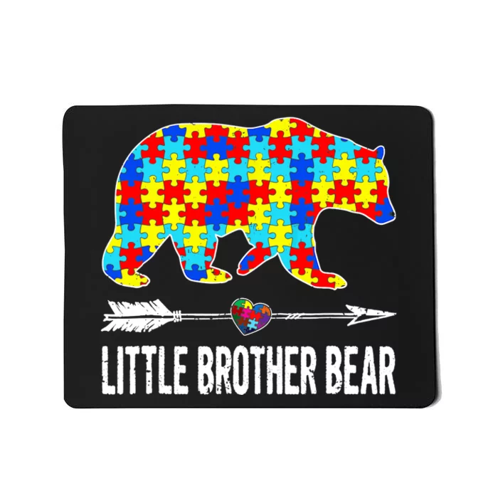 Proud Little Brother Bear Autism Awareness Gifts Boy Mousepad