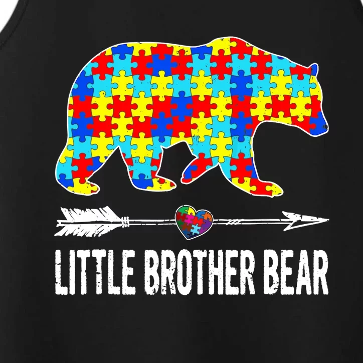 Proud Little Brother Bear Autism Awareness Gifts Boy Performance Tank