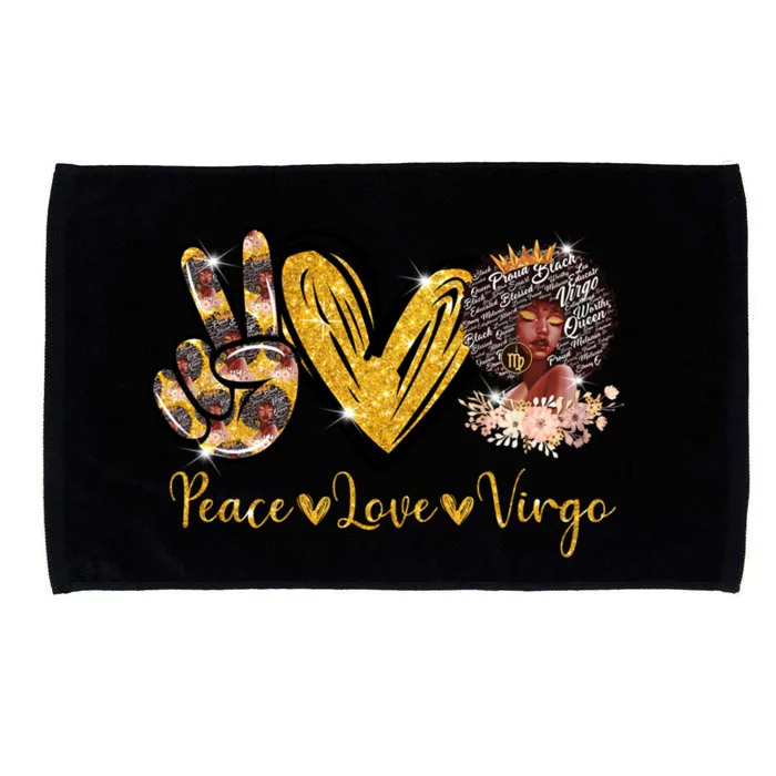 Peace Love Black Virgo Zodiac Gift Celebrate Bday Great Gift Microfiber Hand Towel