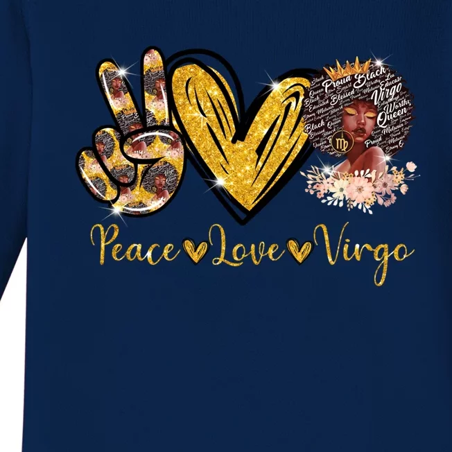 Peace Love Black Virgo Zodiac Gift Celebrate Bday Great Gift Baby Long Sleeve Bodysuit