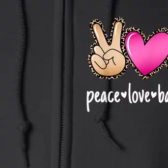 Peace Love Basketball Leopard Print Girls Women Basketball Full Zip Hoodie