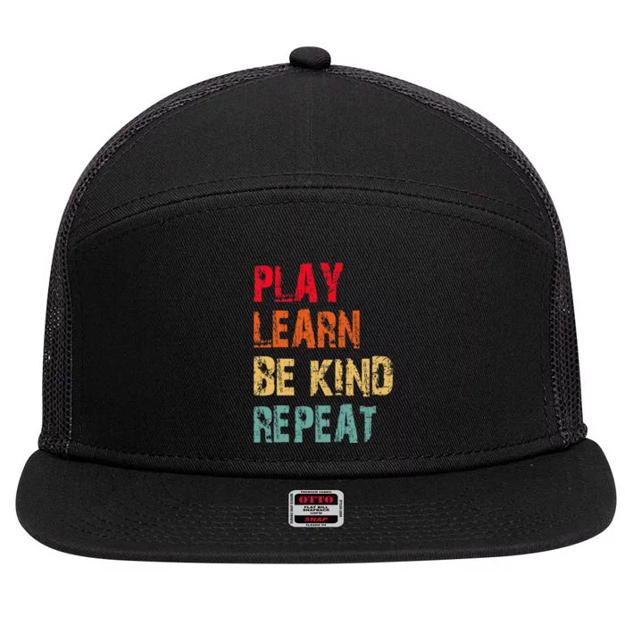 Play Learn Be Kind Repeat No Bullies Choose Kindness Retro 7 Panel Mesh Trucker Snapback Hat