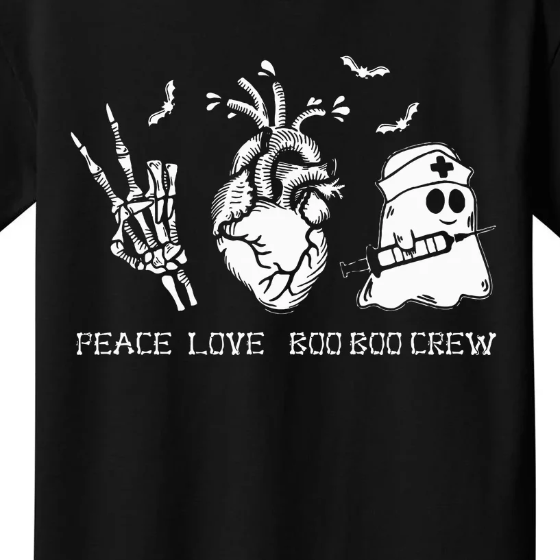 Peace Love Boo Boo Crew Lazy Halloween Costume Nurse Ghost Kids T-Shirt