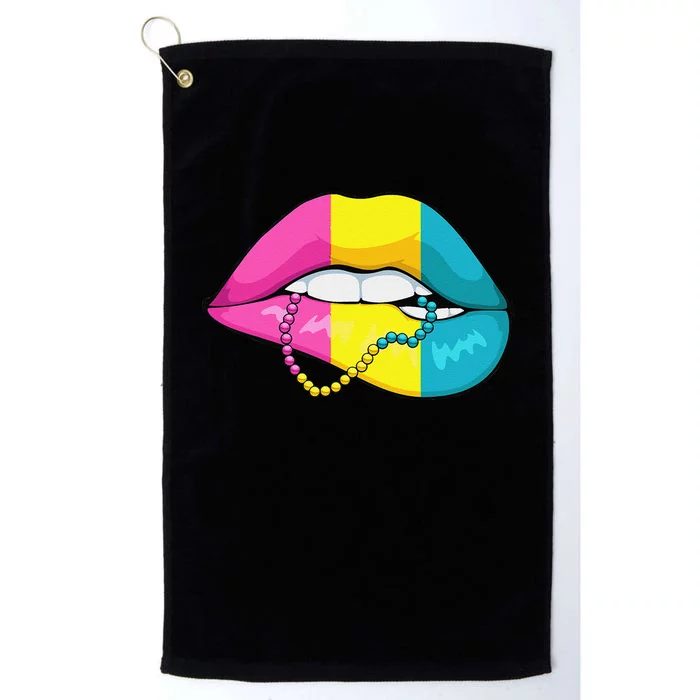 Pansexual Lip Biting LGBTQ Cool Pan Pride Flag Color Platinum Collection Golf Towel