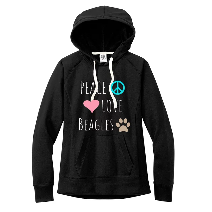 Peace Love Beagles Cute Dog Puppy Pet Lover Women's Fleece Hoodie