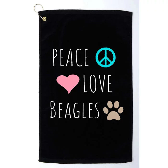 Peace Love Beagles Cute Dog Puppy Pet Lover Platinum Collection Golf Towel