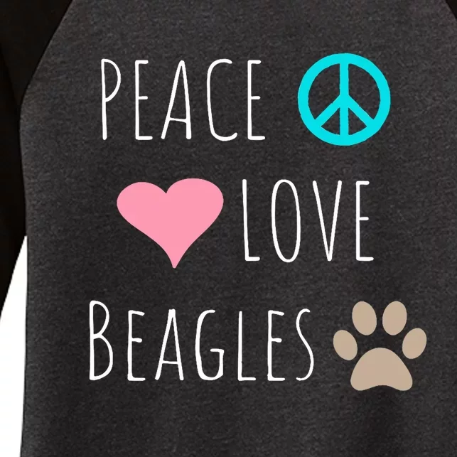 Peace Love Beagles Cute Dog Puppy Pet Lover Women's Tri-Blend 3/4-Sleeve Raglan Shirt