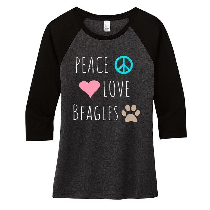 Peace Love Beagles Cute Dog Puppy Pet Lover Women's Tri-Blend 3/4-Sleeve Raglan Shirt