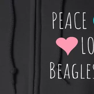 Peace Love Beagles Cute Dog Puppy Pet Lover Full Zip Hoodie