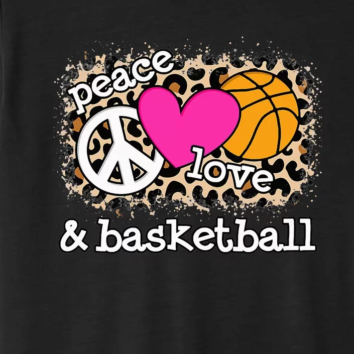 Peace Love Basketball Leopard Print  Basketball ChromaSoft Performance T-Shirt