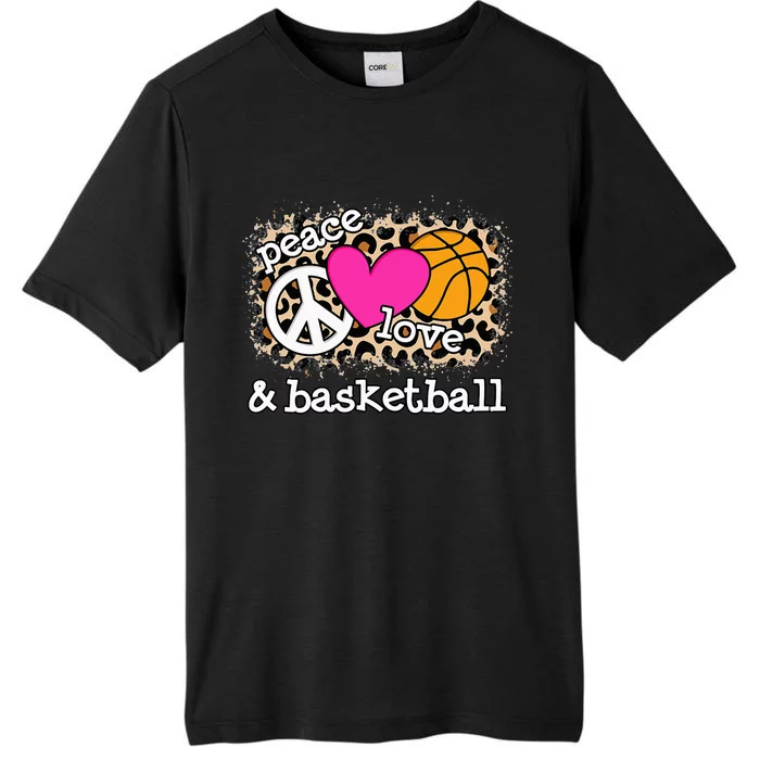 Peace Love Basketball Leopard Print  Basketball ChromaSoft Performance T-Shirt