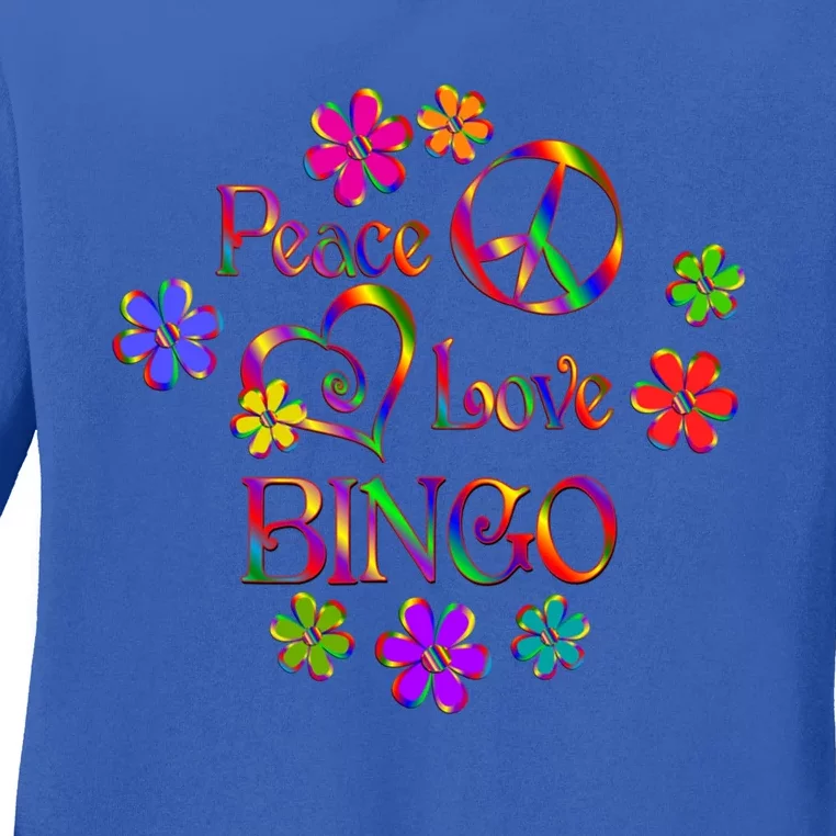 Peace Love Bingo Gift Ladies Long Sleeve Shirt