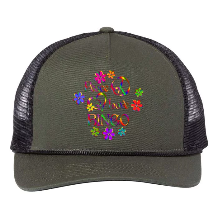 Peace Love Bingo Gift Retro Rope Trucker Hat Cap