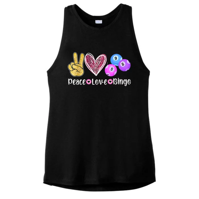 Peace Love Bingo Funny Bingo Lover Ladies Tri-Blend Wicking Tank