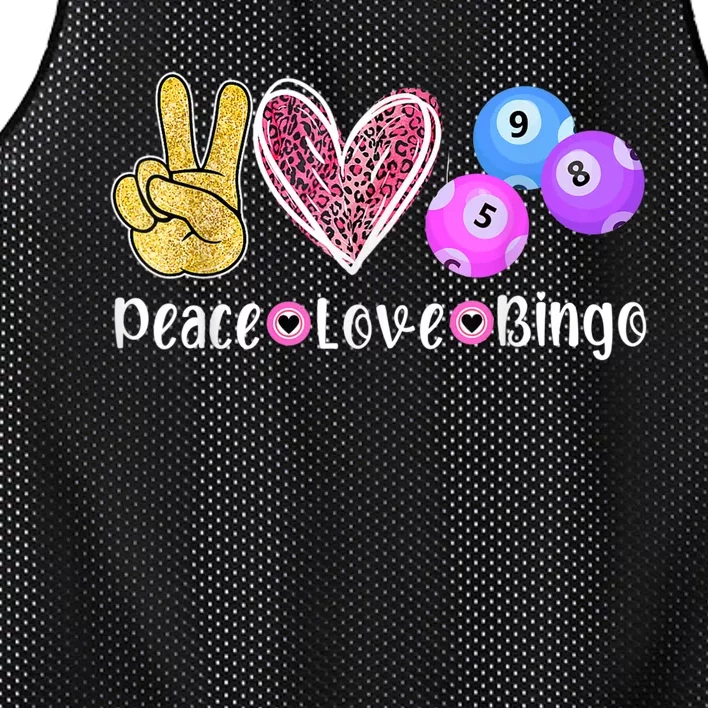 Peace Love Bingo Funny Bingo Lover Mesh Reversible Basketball Jersey Tank