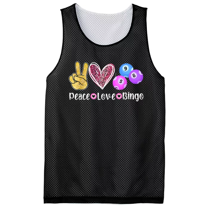 Peace Love Bingo Funny Bingo Lover Mesh Reversible Basketball Jersey Tank