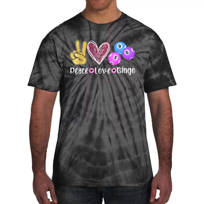 Peace Love Bingo Funny Bingo Lover Tie-Dye T-Shirt