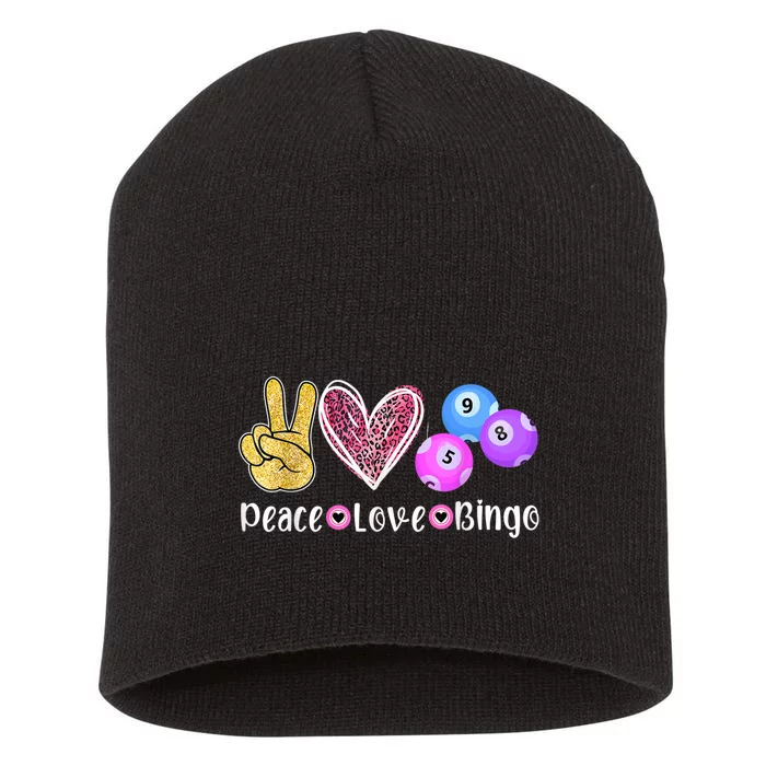 Peace Love Bingo Funny Bingo Lover Short Acrylic Beanie