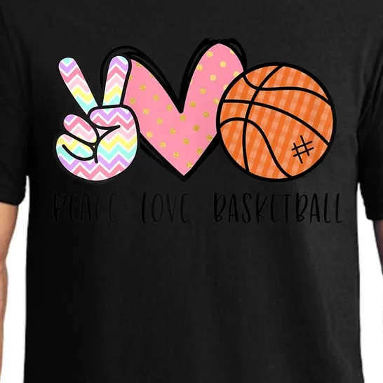 Peace Love Basketball Heart for Wo Teens Tween Girls Pajama Set