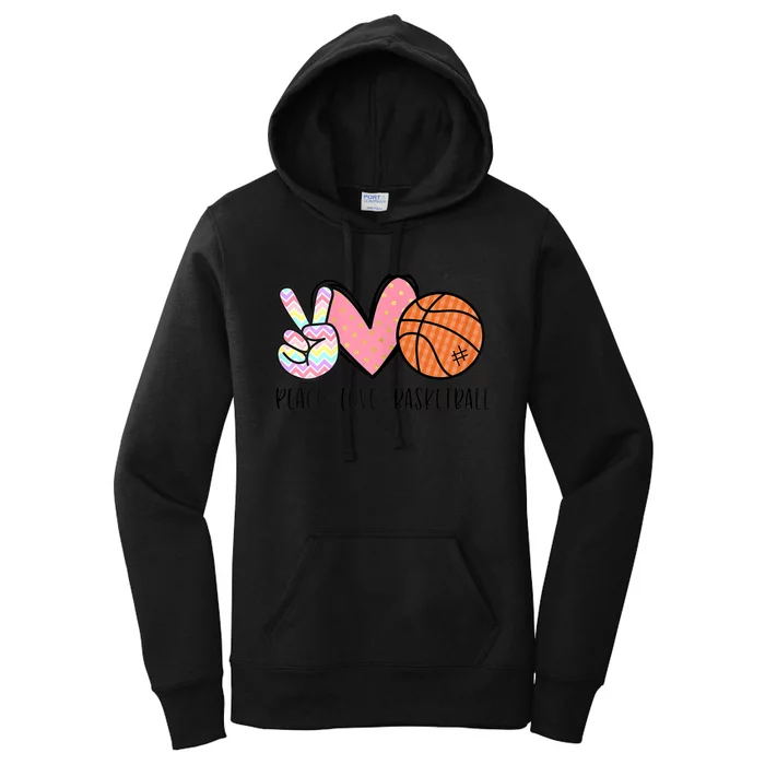 Peace Love Basketball Heart for Wo Teens Tween Girls Women's Pullover Hoodie