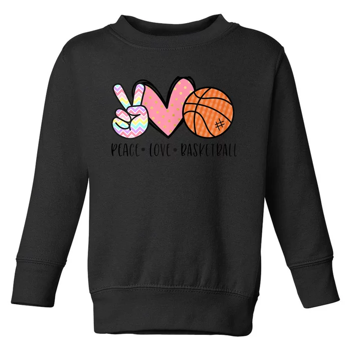 Peace Love Basketball Heart for Wo Teens Tween Girls Toddler Sweatshirt