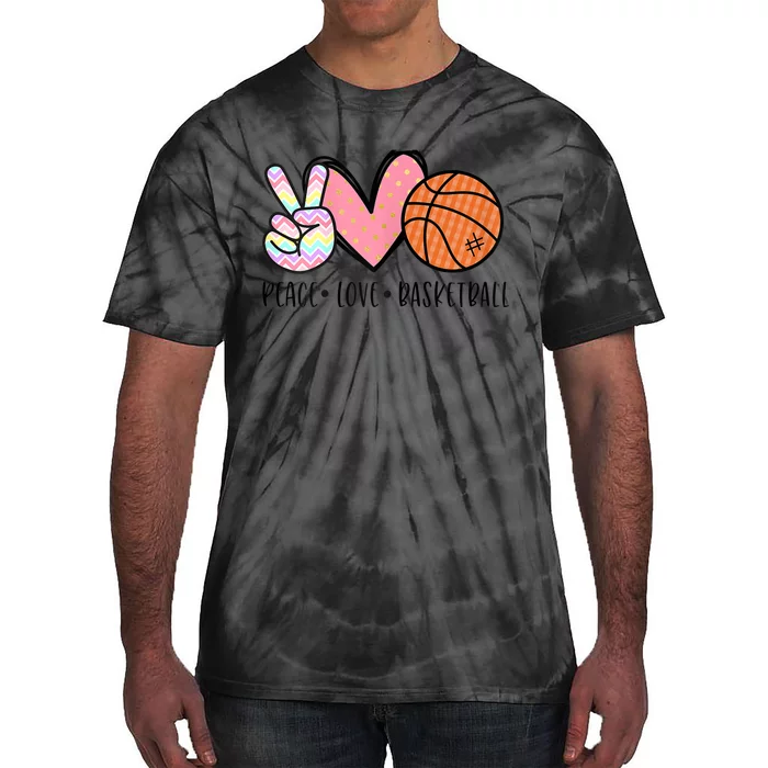 Peace Love Basketball Heart for Wo Teens Tween Girls Tie-Dye T-Shirt