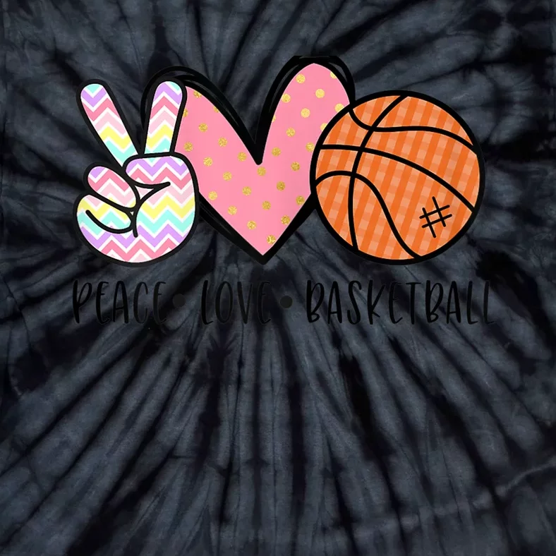 Peace Love Basketball Heart for Wo Teens Tween Girls Tie-Dye T-Shirt