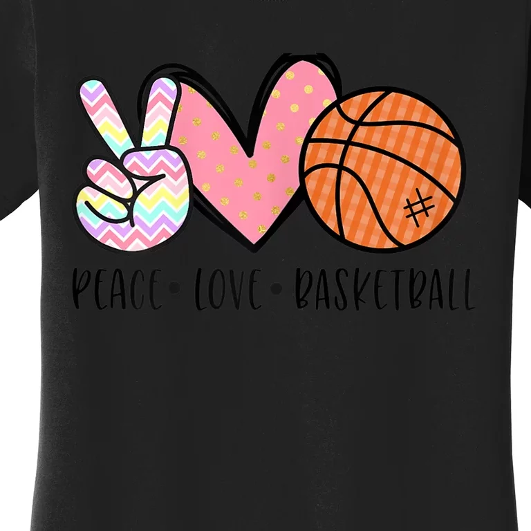 Peace Love Basketball Heart for Wo Teens Tween Girls Women's T-Shirt