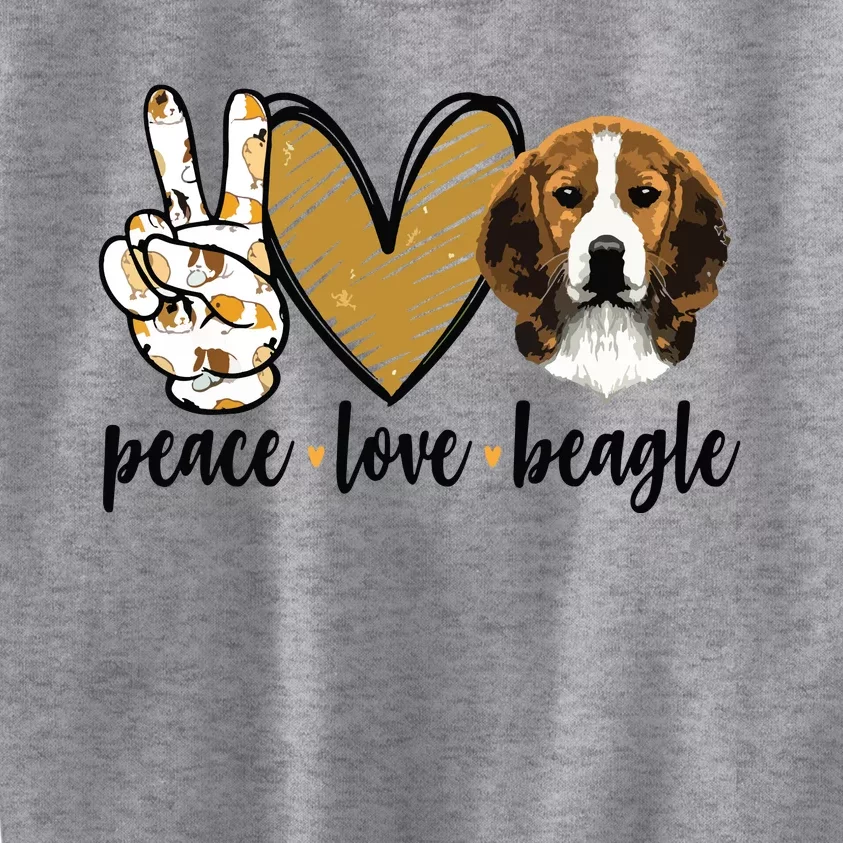 Peace Love Beagle Funny Gift Dog Lover Kids Sweatshirt