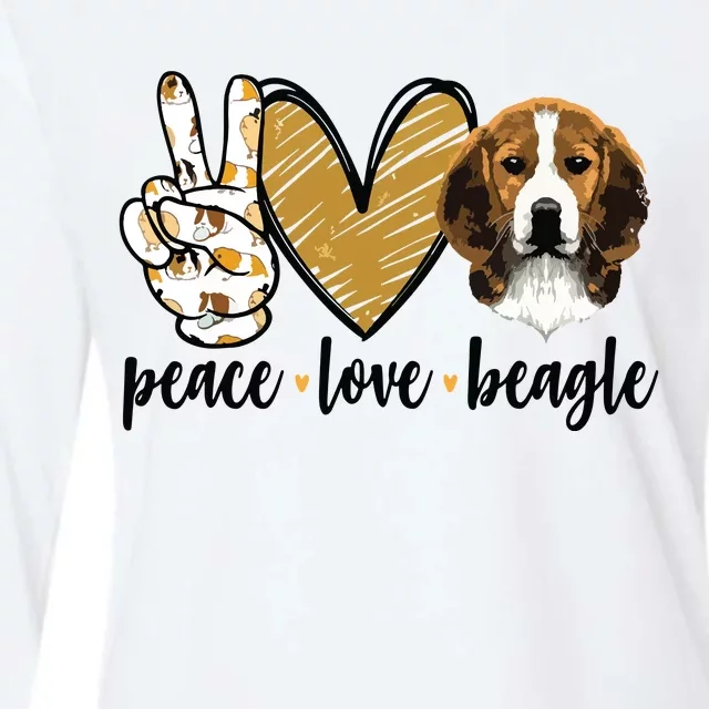 Peace Love Beagle Funny Gift Dog Lover Womens Cotton Relaxed Long Sleeve T-Shirt