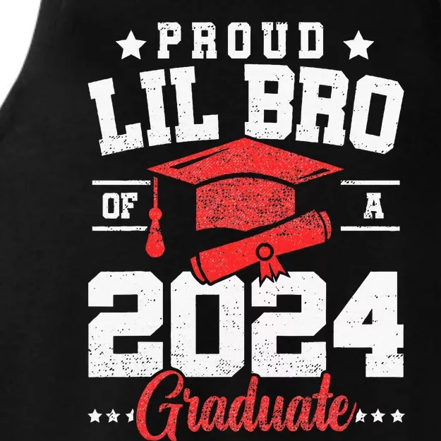 Proud Lil Bro Of A Class Of 2024 Graduate Senior Graduation Ladies Tri-Blend Wicking Tank