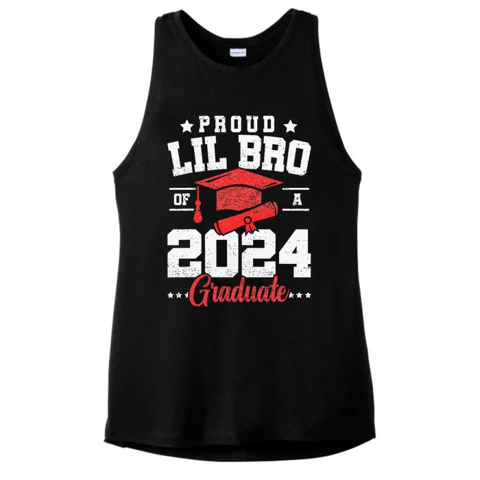 Proud Lil Bro Of A Class Of 2024 Graduate Senior Graduation Ladies Tri-Blend Wicking Tank