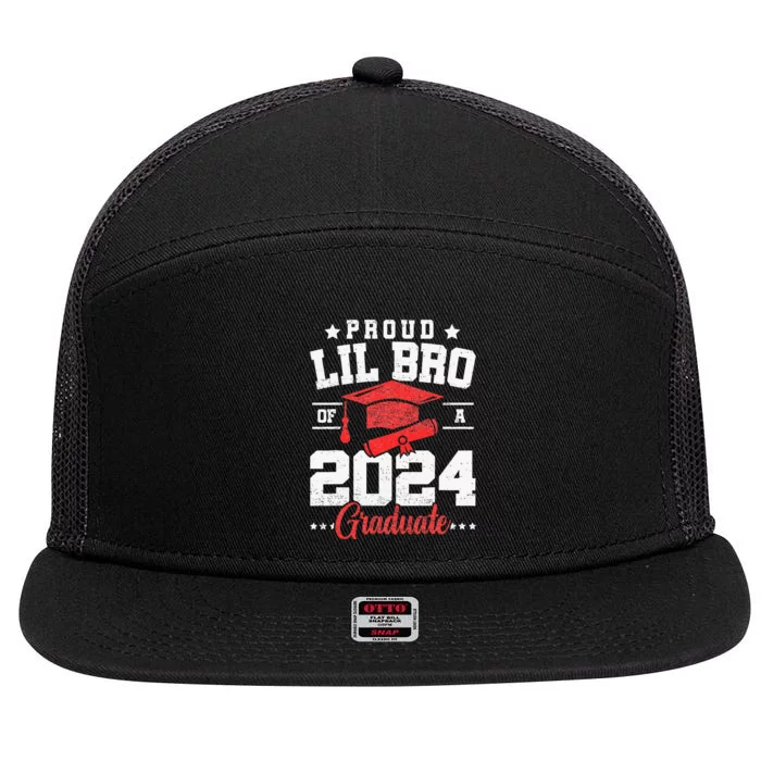 Proud Lil Bro Of A Class Of 2024 Graduate Senior Graduation 7 Panel Mesh Trucker Snapback Hat