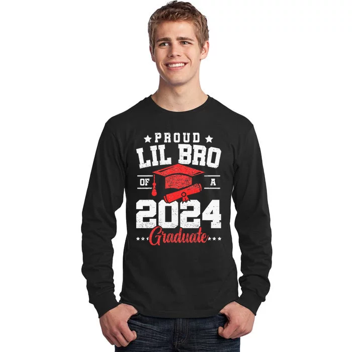 Proud Lil Bro Of A Class Of 2024 Graduate Senior Graduation Tall Long Sleeve T-Shirt