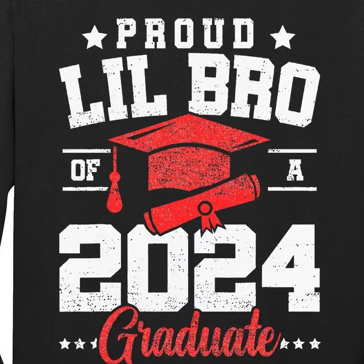 Proud Lil Bro Of A Class Of 2024 Graduate Senior Graduation Tall Long Sleeve T-Shirt