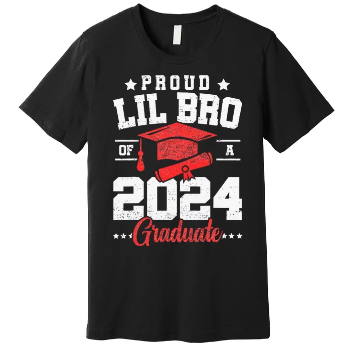 Proud Lil Bro Of A Class Of 2024 Graduate Senior Graduation Premium T-Shirt