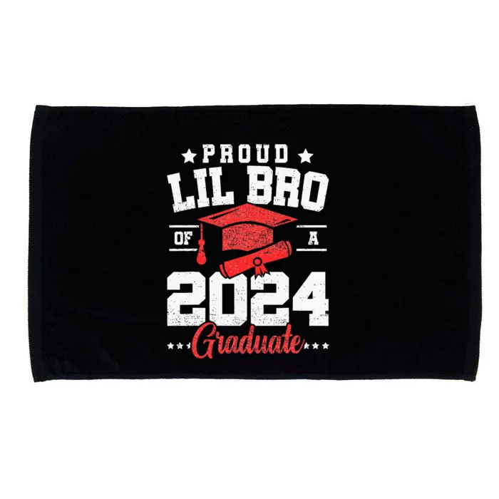 Proud Lil Bro Of A Class Of 2024 Graduate Senior Graduation Microfiber Hand Towel