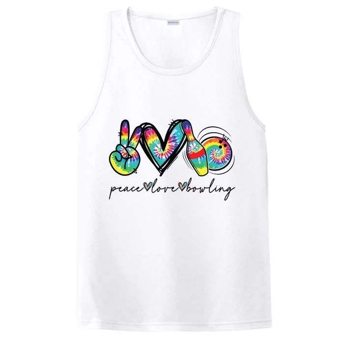 Peace Love Bowling Tie Dye Cute Bowling Lovers Performance Tank