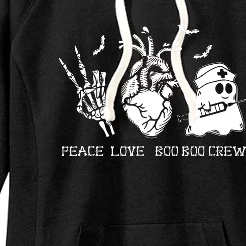 Peace Love Boo Boo Crew Lazy Halloween Costume Nurse Ghost Women's Fleece Hoodie