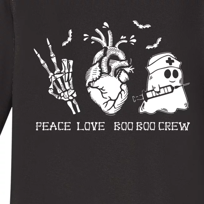 Peace Love Boo Boo Crew Lazy Halloween Costume Nurse Ghost Baby Long Sleeve Bodysuit