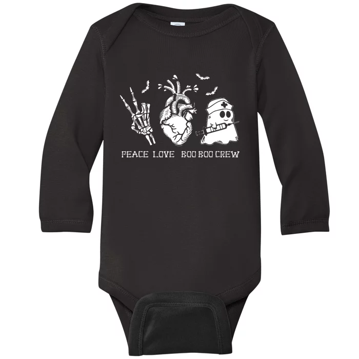 Peace Love Boo Boo Crew Lazy Halloween Costume Nurse Ghost Baby Long Sleeve Bodysuit